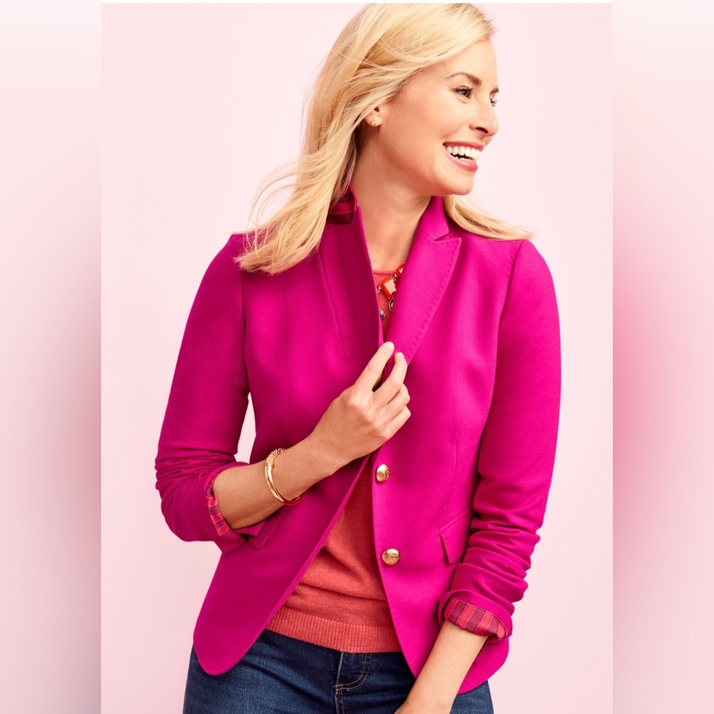 Talbots Fuchsia Pink Classic Blazer with Gold Buttons - Picture 2 of 14